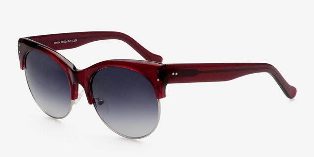 Venice Red PlasticSunglass Frames from EyeBuyDirect, Angle View