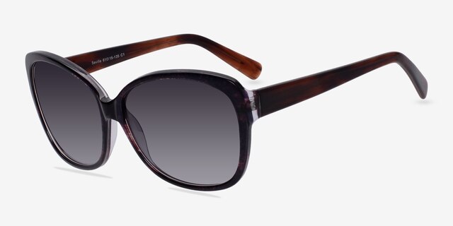 Sevilla Brown PlasticSunglass Frames from EyeBuyDirect, Angle View