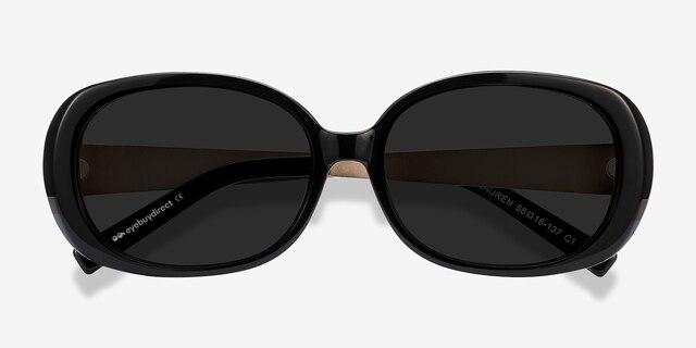 Lauren Black Acetate-metalSunglass Frames from EyeBuyDirect, Closed View