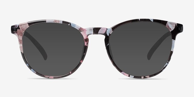 Deja Vu Blue & Floral PlasticSunglass Frames from EyeBuyDirect, Front View