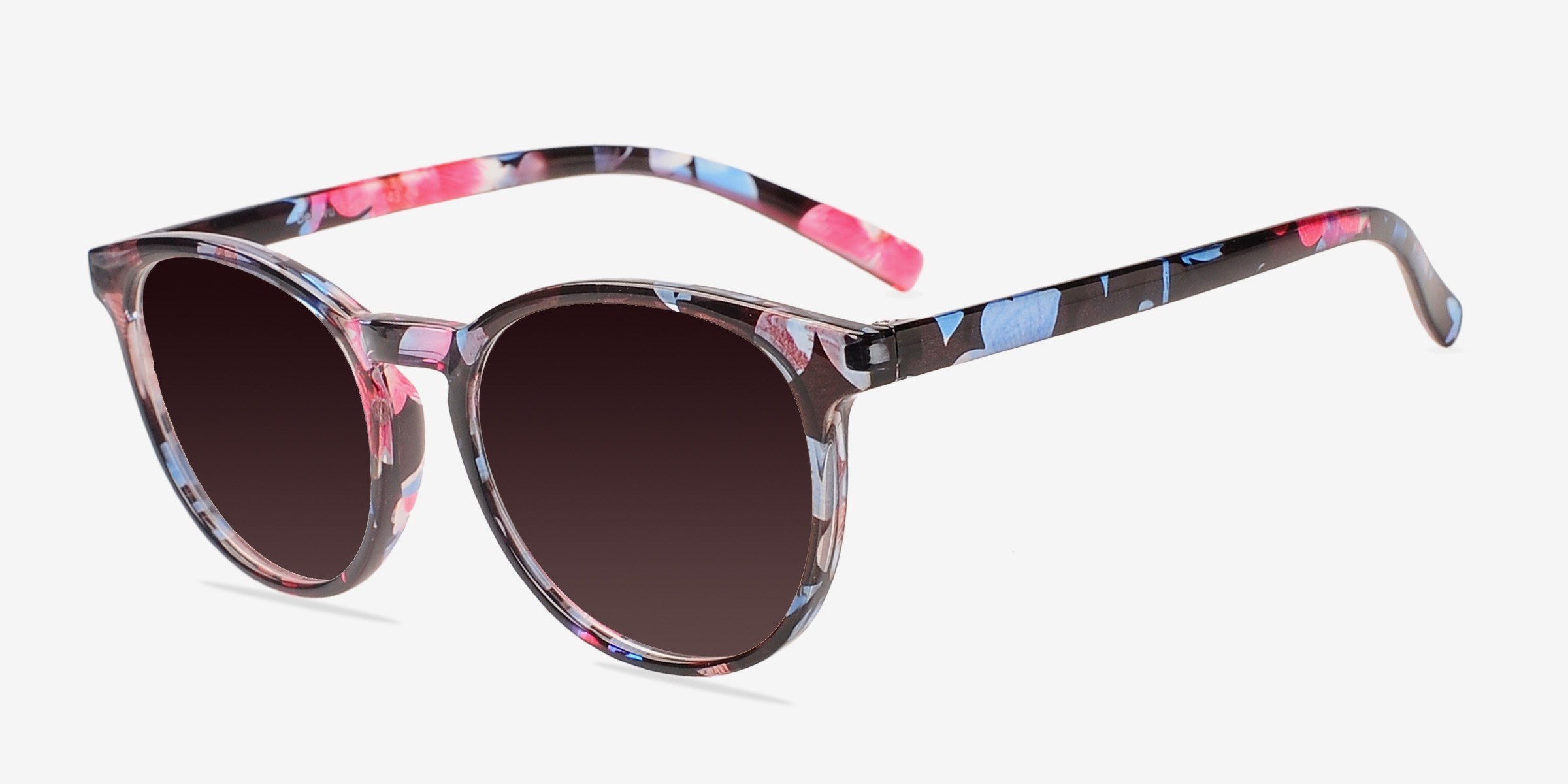 Deja Vu - Round Blue & Floral Frame Sunglasses For Women | Eyebuydirect