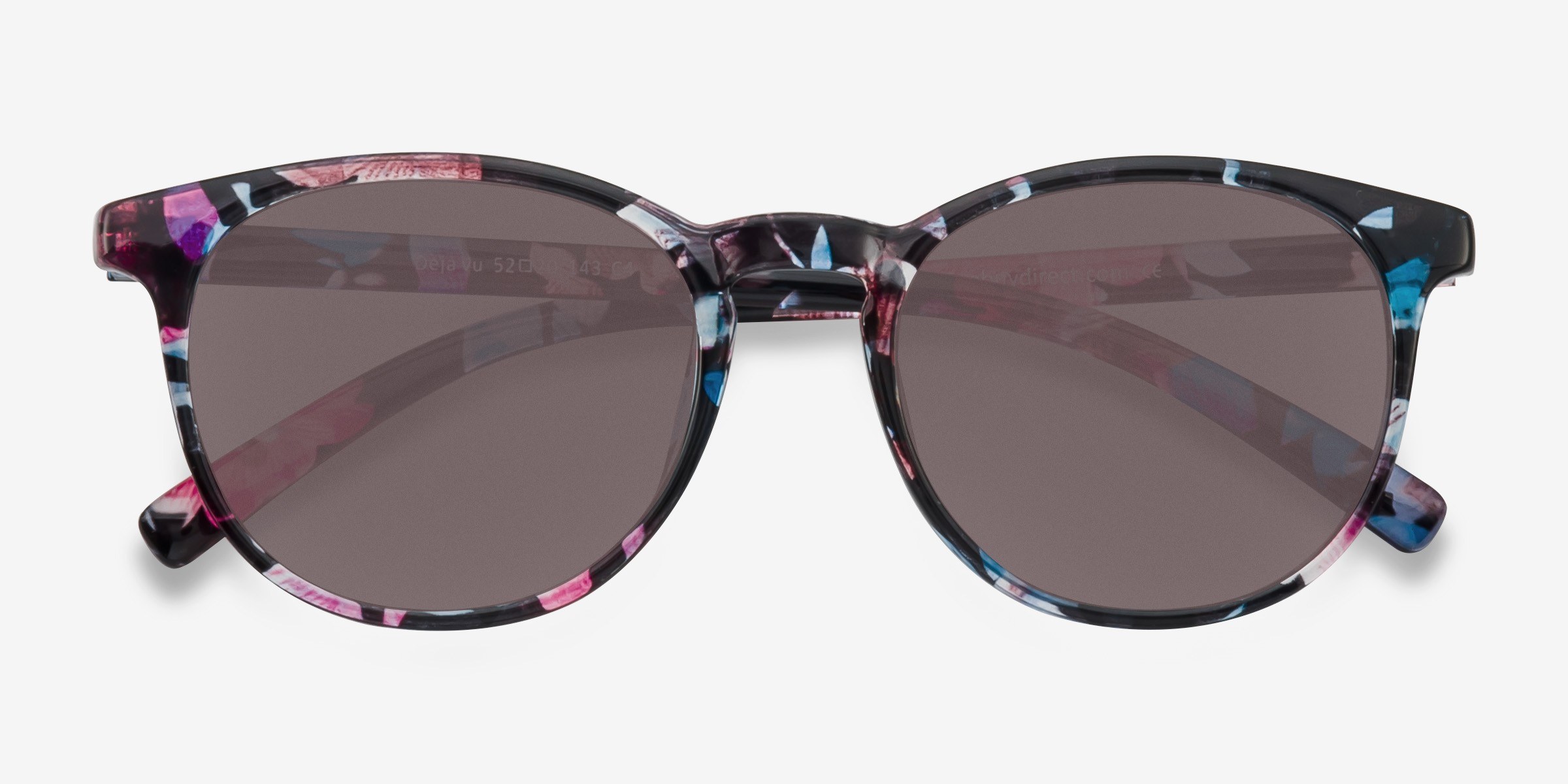 Deja Vu - Round Blue & Floral Frame Sunglasses For Women | Eyebuydirect