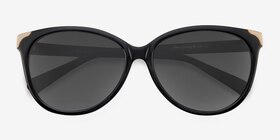 Lima Noir Acétate Soleil de Lunette de vue d'EyeBuyDirect, Vue Rapprochée