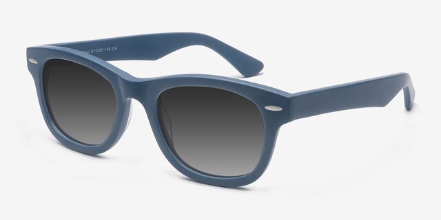 Hanoi Matte Blue AcetateSunglass Frames from EyeBuyDirect, Angle View