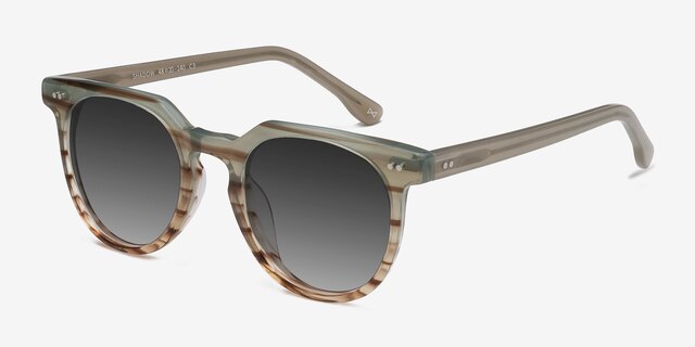 Shadow Striped Mint AcetateSunglass Frames from EyeBuyDirect, Angle View