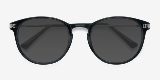 Monroe Black Plastic-metalSunglass Frames from EyeBuyDirect, Closed View