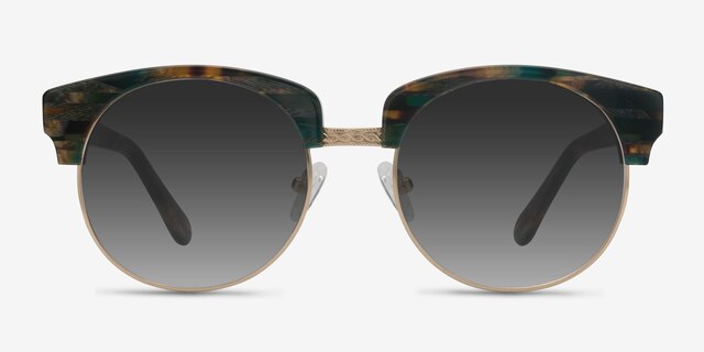 Simone Green Striped AcetateSunglass Frames from EyeBuyDirect, Front View