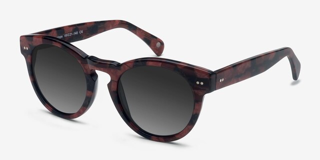 Penelope Red Floral AcetateSunglass Frames from EyeBuyDirect, Angle View