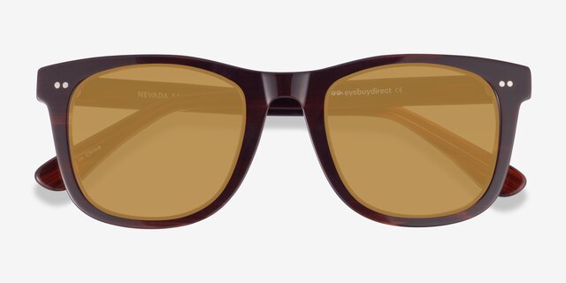 Nevada Brown Striped AcetateSunglass Frames from EyeBuyDirect, Closed View