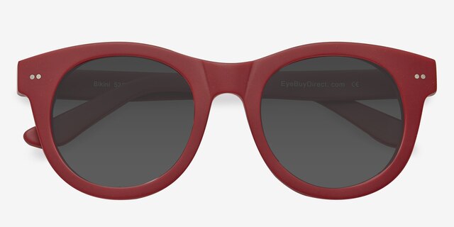 Bikini Matte Red AcetateSunglass Frames from EyeBuyDirect, Closed View