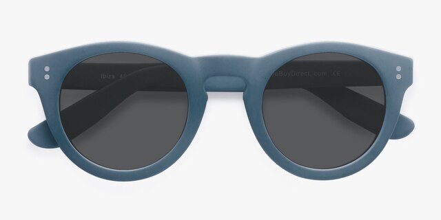 Ibiza Matte Blue AcetateSunglass Frames from EyeBuyDirect, Closed View