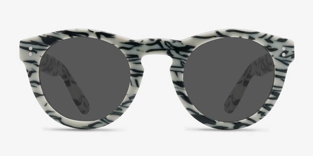 Ibiza White Black AcetateSunglass Frames from EyeBuyDirect, Front View
