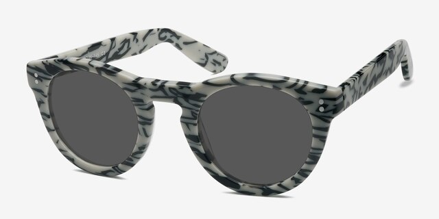 Ibiza White Black AcetateSunglass Frames from EyeBuyDirect, Angle View
