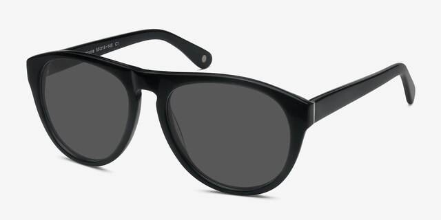 Catalonia Black AcetateSunglass Frames from EyeBuyDirect, Angle View