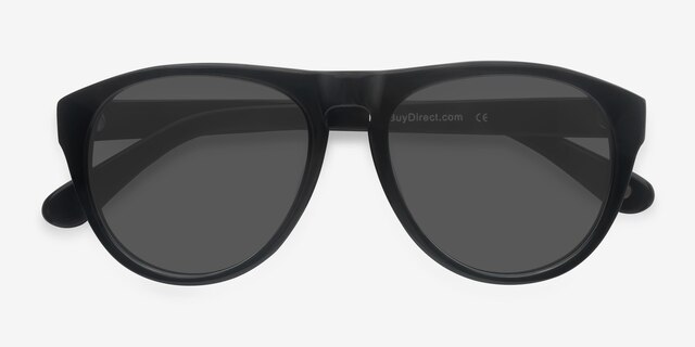 Catalonia Black AcetateSunglass Frames from EyeBuyDirect, Closed View
