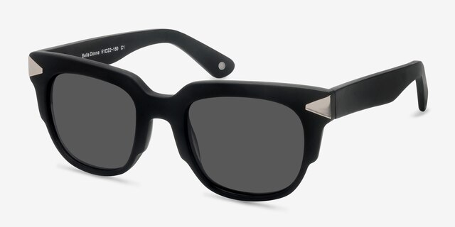 Bella Donna Matte Black AcetateSunglass Frames from EyeBuyDirect, Angle View