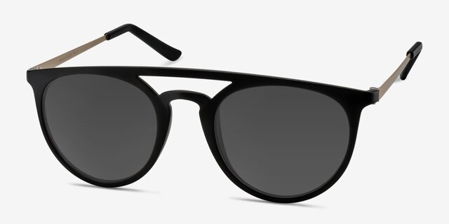 Benicia Black MetalSunglass Frames from EyeBuyDirect, Angle View