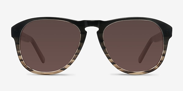 Phased Brown Striped Acetate Sunglass Frames