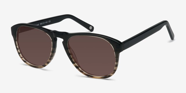 Phased Brown Striped AcetateSunglass Frames from EyeBuyDirect, Angle View