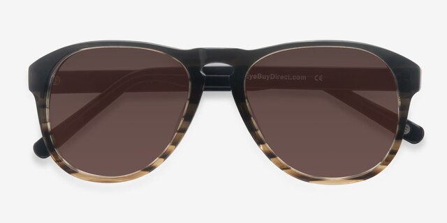 Phased Brown Striped AcetateSunglass Frames from EyeBuyDirect, Closed View