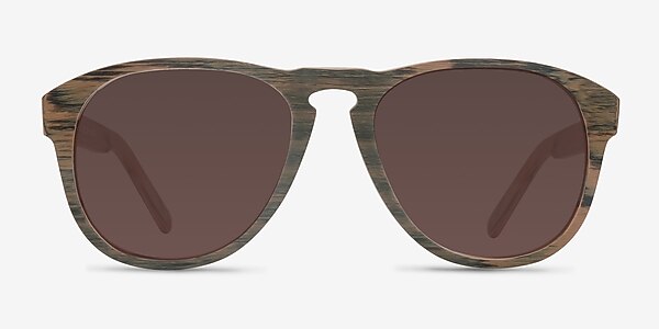 Phased Brown Wood-texture Sunglass Frames
