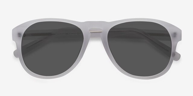 Phased Matte Clear AcetateSunglass Frames from EyeBuyDirect, Closed View