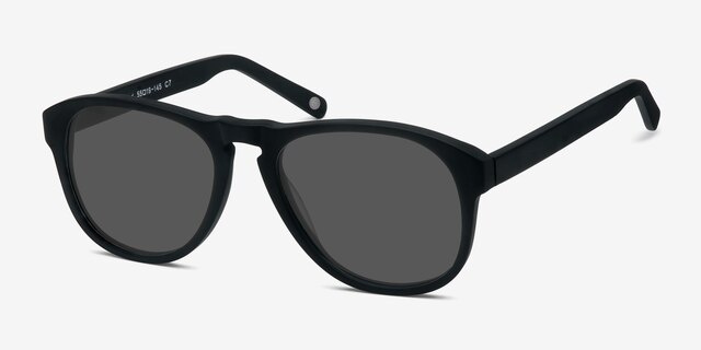 Phased Matte Black AcetateSunglass Frames from EyeBuyDirect, Angle View