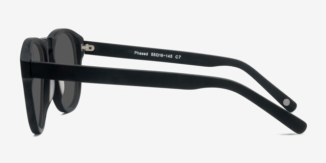 Phased Matte Black AcetateSunglass Frames from EyeBuyDirect, Side View