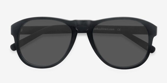 Phased Matte Black AcetateSunglass Frames from EyeBuyDirect, Closed View