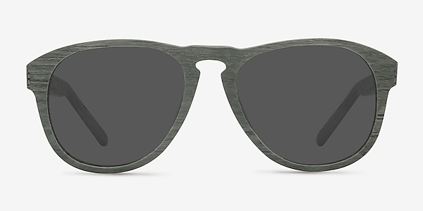 Phased Green Wood-texture Sunglass Frames