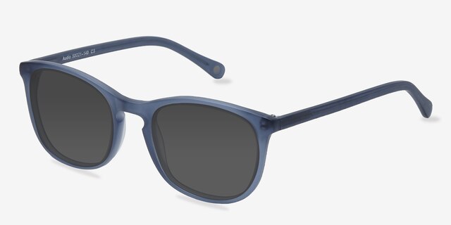Audio Matte Navy AcetateSunglass Frames from EyeBuyDirect, Angle View