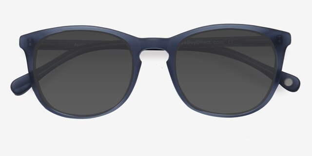 Audio Matte Navy AcetateSunglass Frames from EyeBuyDirect, Closed View