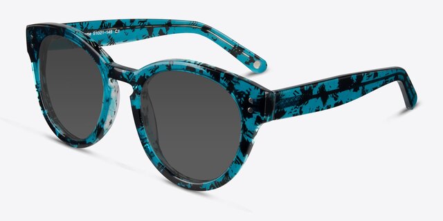 Rome Blue Floral AcetateSunglass Frames from EyeBuyDirect, Angle View