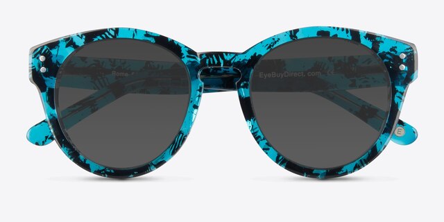 Rome Blue Floral AcetateSunglass Frames from EyeBuyDirect, Closed View