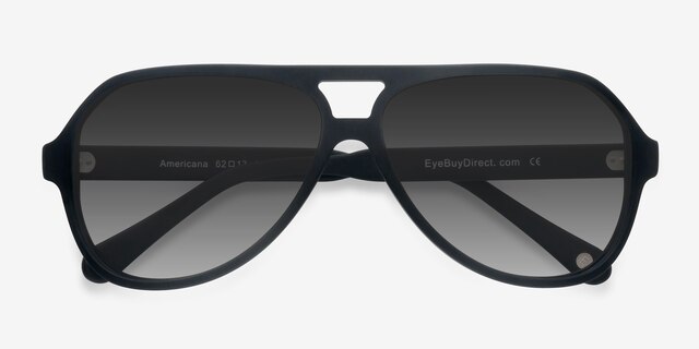 Americana Matte Black AcetateSunglass Frames from EyeBuyDirect, Closed View