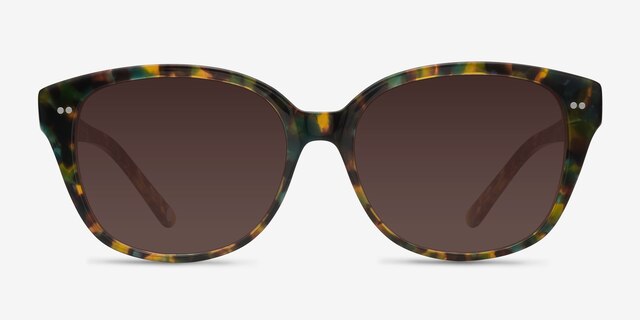 Lune Noire Brown Floral AcétateSoleil de Lunette de vue d'EyeBuyDirect, Vue de Face