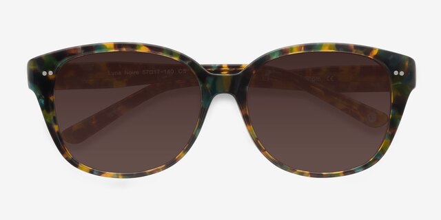 Lune Noire Brown Floral AcétateSoleil de Lunette de vue d'EyeBuyDirect, Vue Rapprochée