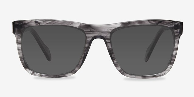 Virtual Gray Strip AcetateSunglass Frames from EyeBuyDirect, Front View