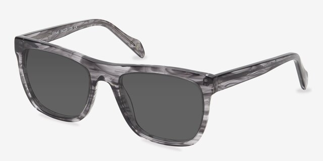 Virtual Gray Strip AcetateSunglass Frames from EyeBuyDirect, Angle View