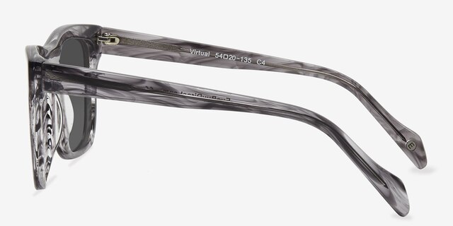 Virtual Gray Strip AcetateSunglass Frames from EyeBuyDirect, Side View
