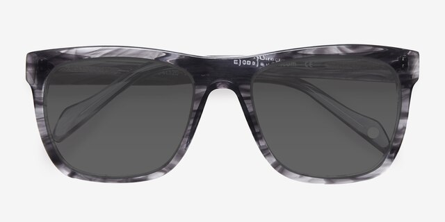 Virtual Gray Strip AcetateSunglass Frames from EyeBuyDirect, Closed View