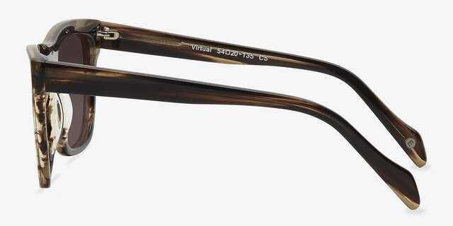 Virtual Brown Strip AcetateSunglass Frames from EyeBuyDirect, Side View