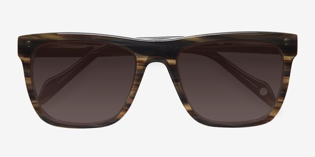 Virtual Brown Strip AcetateSunglass Frames from EyeBuyDirect, Closed View