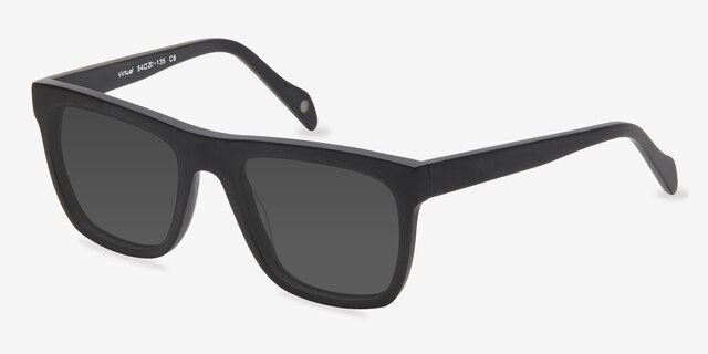 Virtual Matte Black AcétateSoleil de Lunette de vue d'EyeBuyDirect, Vue d'Angle