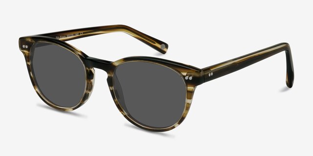 Till Dawn Brown Striped AcetateSunglass Frames from EyeBuyDirect, Angle View