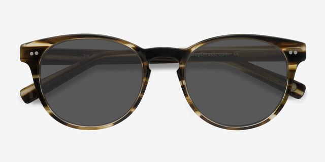 Till Dawn Brown Striped AcetateSunglass Frames from EyeBuyDirect, Closed View