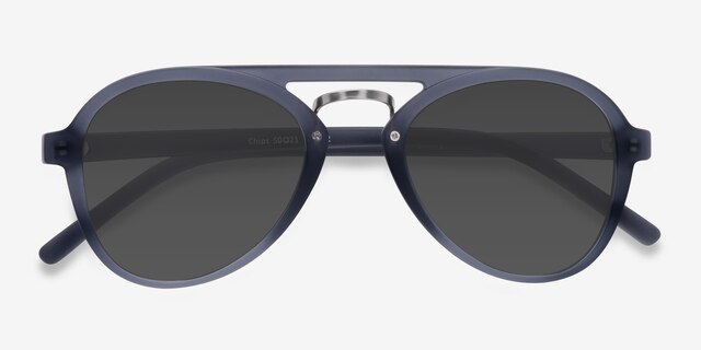 Chips Gray PlasticSunglass Frames from EyeBuyDirect, Closed View