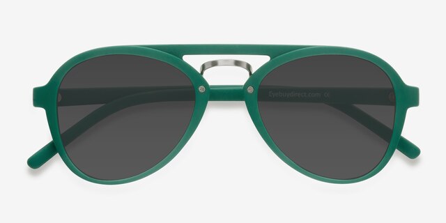Chips Green PlasticSunglass Frames from EyeBuyDirect, Closed View