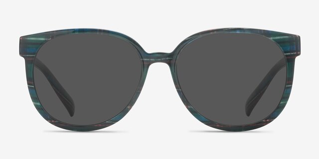 Dundee Green Blue PlasticSunglass Frames from EyeBuyDirect, Front View