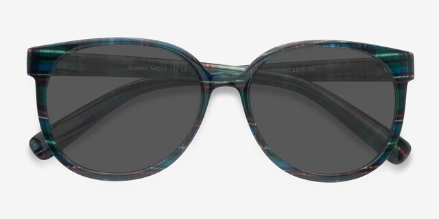 Dundee Green Blue PlasticSunglass Frames from EyeBuyDirect, Closed View